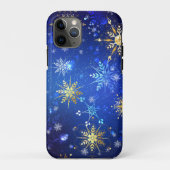 クリスマスブルーバックグラウンドと黄金の雪片 Case-Mate iPhoneケース (裏面)