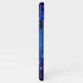 クリスマスブルーバックグラウンドと黄金の雪片 iPhoneケース (右側)