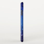 クリスマスブルーバックグラウンドと黄金の雪片 iPhoneケース (右側)