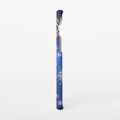 クリスマスブルーバックグラウンドと黄金の雪片 SAMSUNG GALAXYケース (左側)