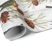 クリスマスブルーバーズパインコーンブランチヴィンテージ  ラッピングペーパー (ロールコーナー)