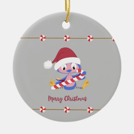 クリスマスブルーバードキャンディデコカスタムー年 セラミックオーナメント (正面)