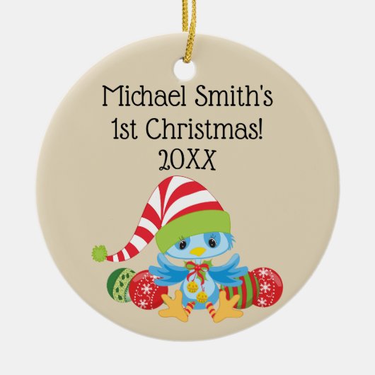 クリスマスブルーバードセラミックオーナメント セラミックオーナメント (正面)