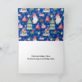 クリスマスブルーパターンサンタ格言 シーズンカード (内部)