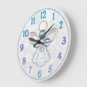 クリスマスブルーフィリグリー天使の信仰 ラージ壁時計 (傾斜)