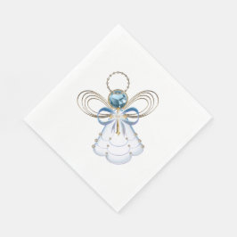 クリスマスブルーフィリグリー天使の信仰 – 休日 スタンダードランチョンナプキン