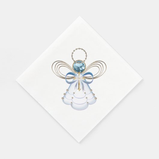 クリスマスブルーフィリグリー天使の信仰 – 休日 スタンダードランチョンナプキン (角)