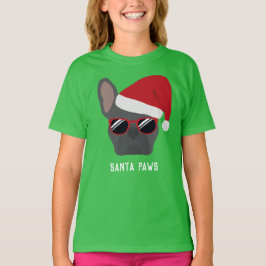 クリスマスブルーフランスのブルドッグ Tシャツ
