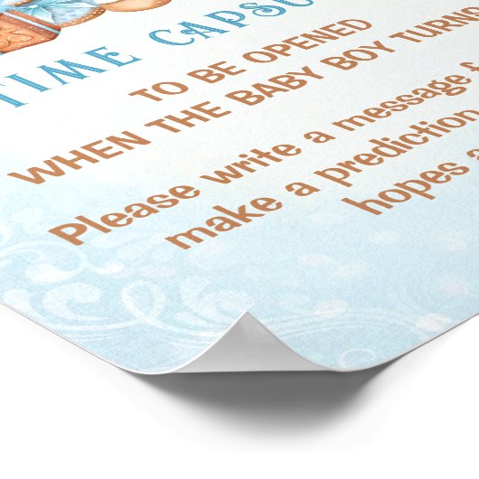 クリスマスブルーベビーシャワーゲームタイムカプセルサイン ポスター (角)