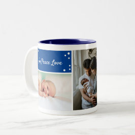 クリスマスブルーホリデーフォトコラージュツートーン2 ツートーンマグカップ