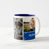 クリスマスブルーホリデーフォトコラージュツートーン2 ツートーンマグカップ (正面右)