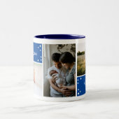 クリスマスブルーホリデーフォトコラージュツートーン2 ツートーンマグカップ (中央)