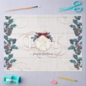 クリスマスブルーホワイトホリーパインビーチコテージウッド 薄葉紙 (クラフト)