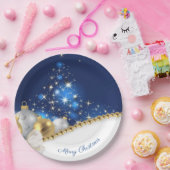 クリスマスブルーホワイト紙プレート ペーパープレート (パーティー)