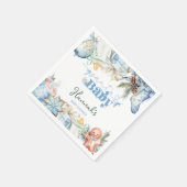 クリスマスブルーボーイサンタ赤ちゃんシャワー スタンダードカクテルナプキン (角)