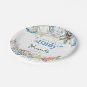 クリスマスブルーボーイサンタ赤ちゃんシャワー ペーパープレート (アングル)