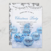 クリスマスブルーボール、星クリスマス会社のパーティー 招待状 (正面/裏面)