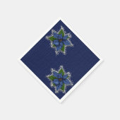 クリスマスブルーポインセティアス スタンダードカクテルナプキン (角)