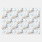 クリスマスブルーリトル雪だるま ラッピングペーパーシート (正面2)