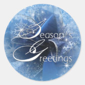 クリスマスブルーリボンシール ラウンドシール (正面)