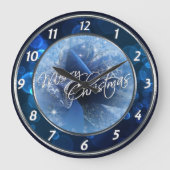 クリスマスブルーリボン時計 ラージ壁時計 (正面)