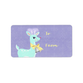 クリスマスブルーヴィンテージトナカイのステッカーギフトラベル ラベル