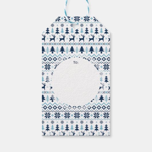 クリスマスブルー伝統的ギフトパーソナライズされたラベル ギフトタグ (裏面)