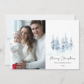 クリスマスブルー冬の年次家族の更新の写真 シーズンカード (正面)