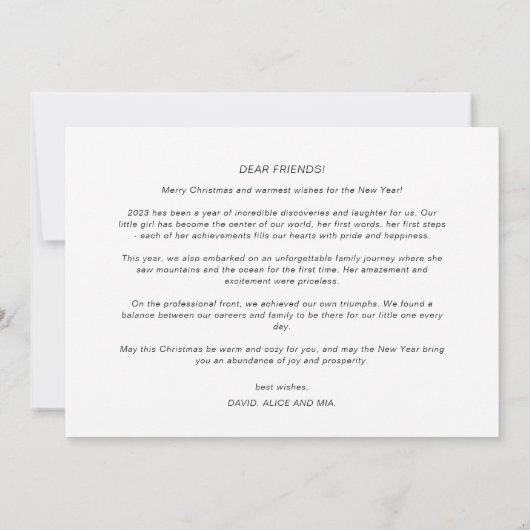 クリスマスブルー冬の年次家族の更新の写真 シーズンカード (裏面)