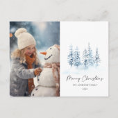 クリスマスブルー冬の森Landscapの素朴写真 ポストカード (正面)