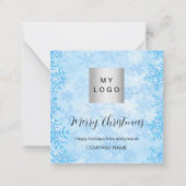 クリスマスブルー冬の雪ビジネスQRインスタグラム ノートカード (正面)