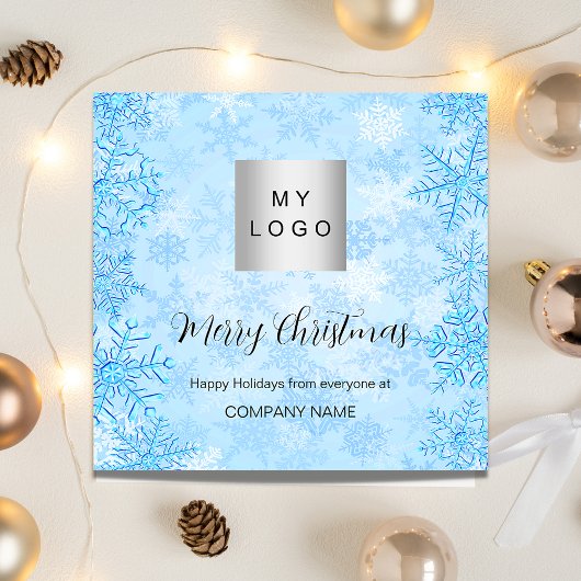 クリスマスブルー冬の雪ビジネスQRインスタグラム ノートカード