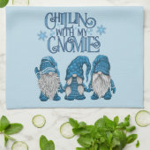 クリスマスブルー冬トリオチリンと私のノミー キッチンタオル (折り畳み)