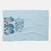クリスマスブルー冬トリオチリンと私のノミー キッチンタオル (横)