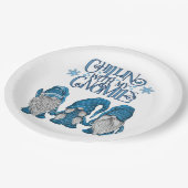 クリスマスブルー冬トリオチリンと私のノミー ペーパープレート (アングル)