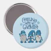 クリスマスブルー冬トリオチリンと私のノミー マグネット (正面/裏面)