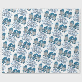 クリスマスブルー冬トリオチリンと私のノミー ラッピングペーパー (フラット)