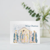 クリスマスブルー出生クリスチャンウォーター色 シーズンポストカード (スタンド正面)