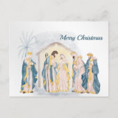 クリスマスブルー出生クリスチャンウォーター色 シーズンポストカード (正面)