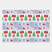 クリスマスブルー正方形パターン紙シート ラッピングペーパーシート (正面2)