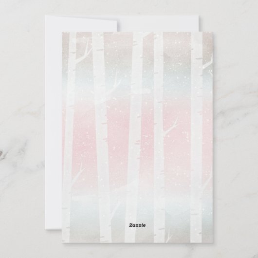 クリスマスブルー赤面ピンクタイポグラフィホリデーフォト シーズンカード (裏面)