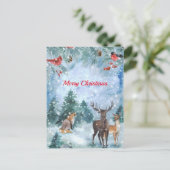 クリスマスブルー野生生物水彩 シーズンポストカード (スタンド正面)