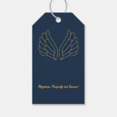 クリスマスブルー金ゴールドかわいいベビーエンジェルツリー ギフトタグ (裏面)