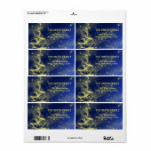 クリスマスブルー金ゴールドスパークルスノーフレーク ラベル (フルシート)