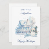 クリスマスブルー雪だるまハウスネイバーズ シーズンカード (正面/裏面)