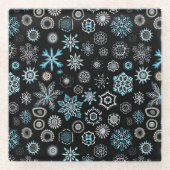 クリスマスブルー雪 ガラスコースター (正面)