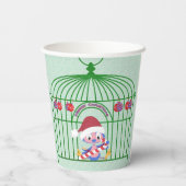 クリスマスブルー飾バードホリデーバードケージ 紙コップ (裏面)