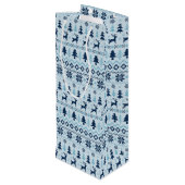 クリスマスブルー鹿パターパーソナライズされたンのワインギフト ワインギフトバッグ (裏面アングル)