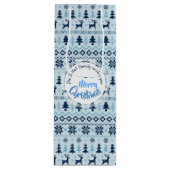 クリスマスブルー鹿パターパーソナライズされたンのワインギフト ワインギフトバッグ (正面)