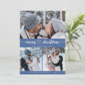 クリスマスブルー3コラージュ数々のフォトホリデーカード 招待状 (スタンド正面)